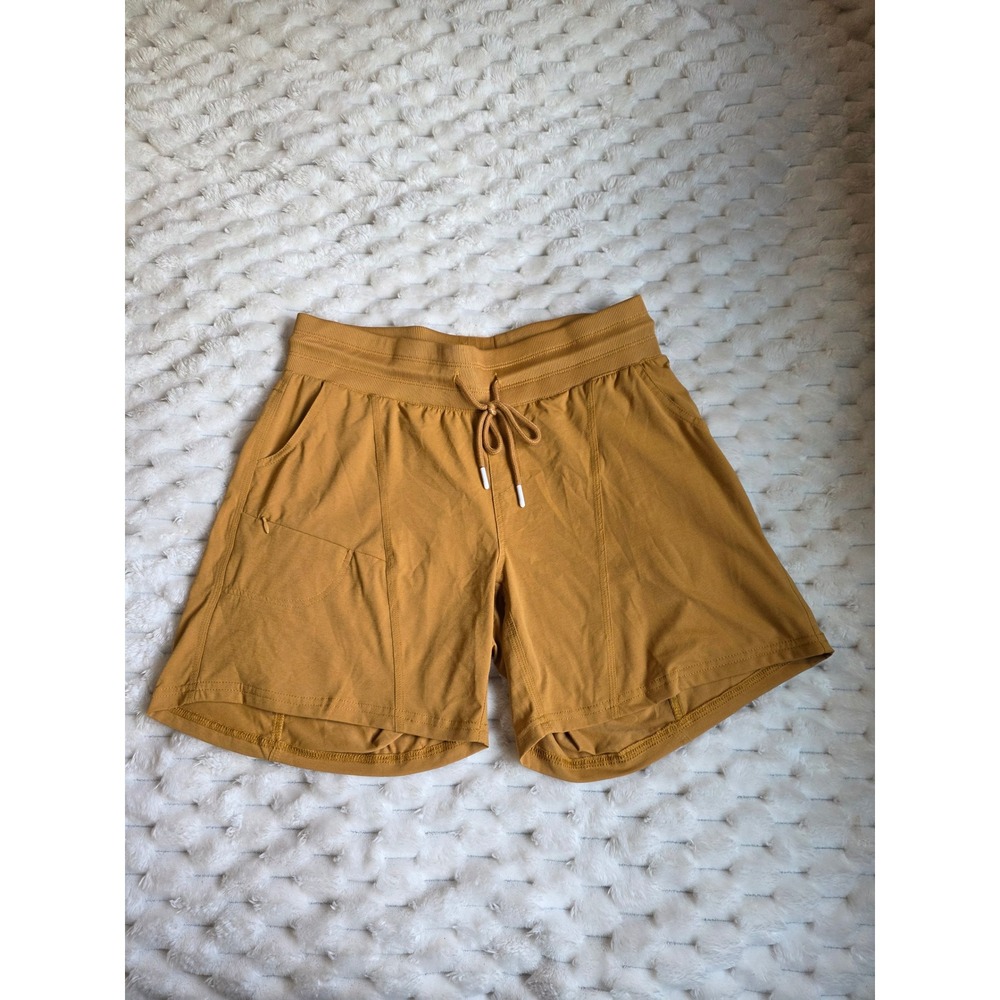 Zyia Active Everywhere Shorts Mustard Yellow Ochre Drawstring Pockets Womens L